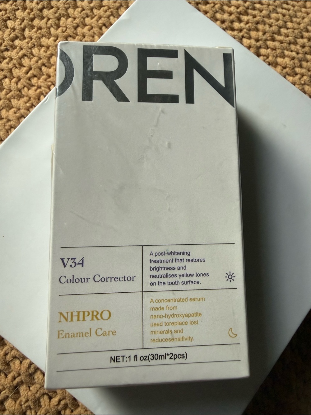 OREN V34 Colour Corrector & NHPRO Enamel Care - White